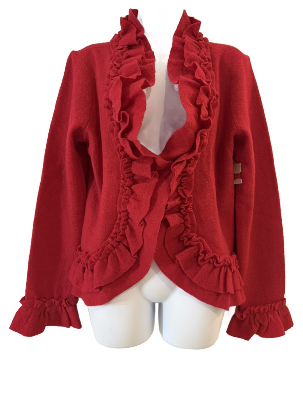 Madison Ruffle Neck Wool Jacket. Large - Picture 2 of 10